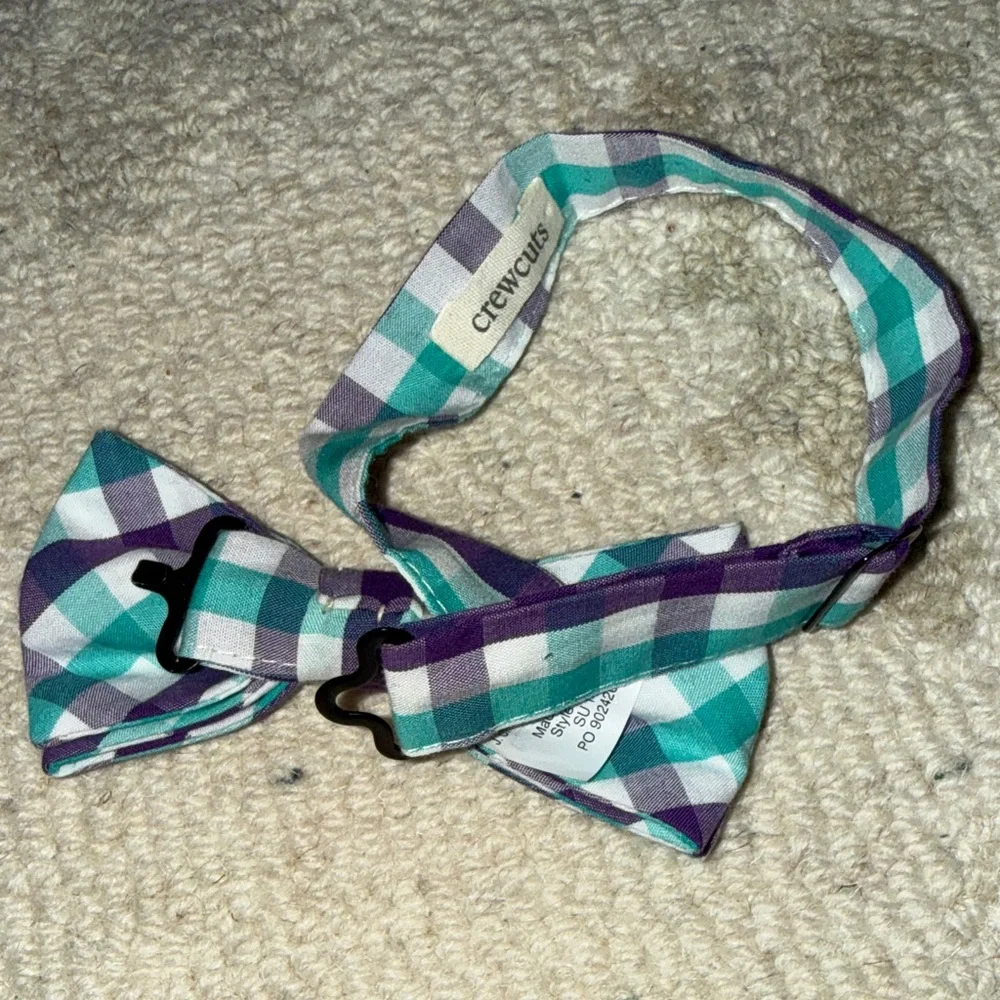 Crewcuts Checkered Bow Tie in Teal and Purple